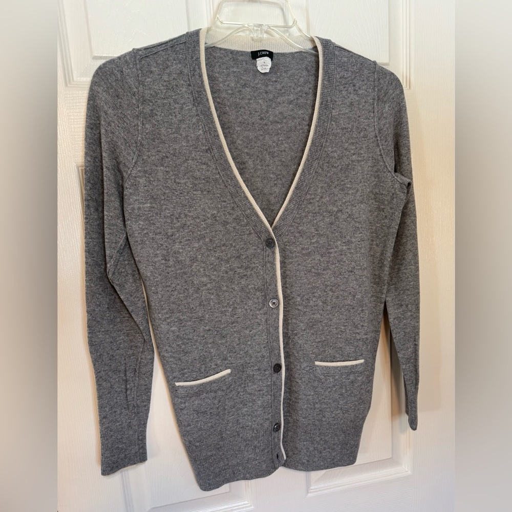J Crew Tipped V-neck Cardigan